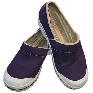 Dansko Purple Vegan Friendly Volley Canvas Clogs. Sz. 39